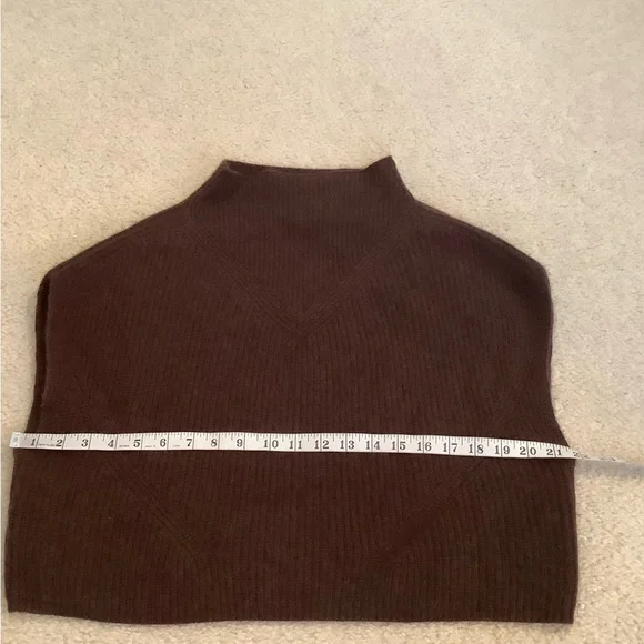 Anthropologie The Enzo Cashmere Poncho Sweater Vest XS Petite Chocolate Brown - Picture 8 of 13